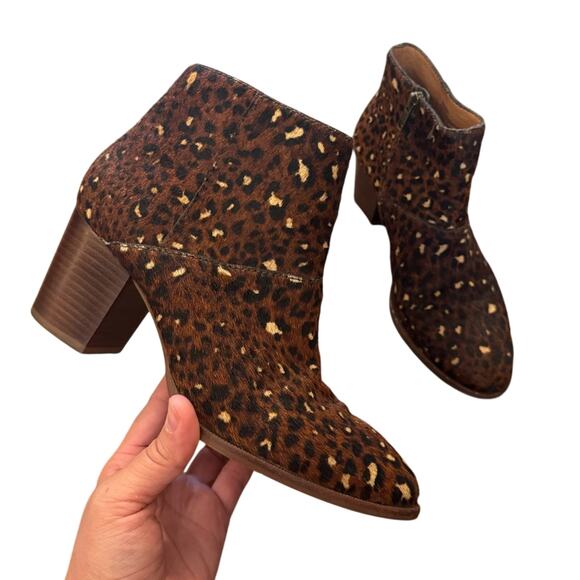 Madewell Rosie Leopard Calf Hair Ankle Boots Block Heel Women’s 7 - Picture 1 of 8